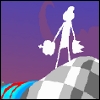conceptofzero: a carapace creature holding two crowns in her hands standing on a chess battlefield beside a stream running red (pm lion hearted girl)