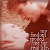 celli: Princess Bride's Buttercup and Westley embracing, captioned "my fandom spoiled me for real life" (romance)