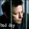 celli: a CSI bad guy (played by Steven Culp) behind bars, captioned "bad day" (bad day)