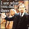 innocentsmith: ainley!master pointing accusingly; text: I see what you did there (dw: ainley!master sees what you did ther)