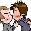 cesare: Cute cartoon of Rodney pulling John into a kiss (sga - j&r - kiss surprise by chkc)