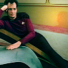 rhivolution: Q gets comfy on the Enterprise-D bridge (why helllloooo.: Q)