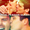 scrollgirl: ben browder/michael shanks kissing; text: real person slash (sg-1 rps)