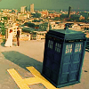 oxfordtweed: The TARDIS in the foreground on a helipad, over-looking the city of London (Dr Who - TARDIS)