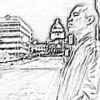 ext_5869: A pencil-sketach rendition of a picture of myself standing under a lamp near the Arkansas capitol building. (Default)