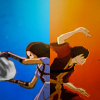 grey_gazania: avatar's katara and zuko back-to-back in fighting stance (how'd you like to help me put Azula in h)