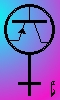 eftychia: Female (Venus) symbol, with a transistor symbol inside the circle part (TransSister)