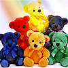 batdina: six stuffed bears in bright colors (rainbow bears)