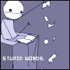 rain_and_snow: Drawing of a stick figure tearing up paper (words)