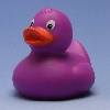 cinco: Photograph of a purple rubber duckie (contxt: purple duck)
