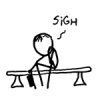montuos: xkcd cartoon man sitting on bench and sighing (sigh)