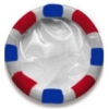 montuos: rolled up condom with red white and blue stripes painted around the edges (govt emblem)