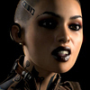jackienaught: Image of a bald, tattooed woman's face looking off camera to the right and sneering (sneer)