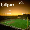 synecdochic: Picture of a ballpark, with arrow for "you" pointing outside it (not even in the ballpark)