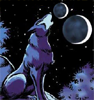 stormsdotter: A wolf howls at two crescent moons. (Howl)