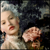 ria: Silver-haired lady holding a rose. (antique rose)