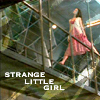 genarti: River from Firefly on the catwalk's railings, with text "strange little girl" ([ff] strange little girl)