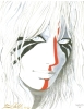 senmut: Darryl Hannah in white and red face paint (Earth's Children: Ayla)