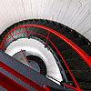 nenya_kanadka: black, red & white curving staircase (@ lighthouse staircase)