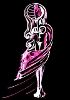 crystalpyramid: pink, abstract, iconic female form, with wind (pink)