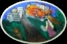 crystalpyramid: painted lacquer image of a girl in a long skirt chasing a firebird towards a city with onion domes and skyscrapers (eborac, russia)