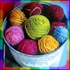 rainbow: photo of balls of yarn in a bucket (buckets of joy)