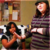 gloss: two fine ladies slapping palms (Glee: Mercedes & Zizes highfive)