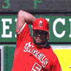 ginainthekingsroad: Albert Pujols and Mike Trout shoot arrows at Rodney (Angels Arrow)