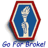 trinker: 442nd Regimental Combat Team badge, with caption "Go For Broke!" (442nd Regimental Combat Team)