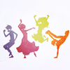 kunenk: Coloured silhouettes of the Homestuck kids dancing (>kids and fun)