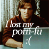 ghostgum: Sammy, at a laptop, with the words "I lost my porn-fu :(" (spn • sam; lost his porn-fu)