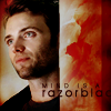 monanotlisa: Lincoln Lee against a red jagged background, captioned "mind is a razorblade" (Lincoln Lee - Fringe)