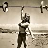 quartzpebble: Pudgy Stockton lifting on a beach (pudgy-beach)