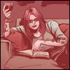 verity_willis: Verity, sprawled out on the couch with a glass of wine and a math textbook (Kicking back)