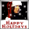 torino10154: Snape in Santa hat with falling snow (Happy holidays)