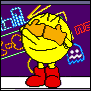 moon_hotel: Pac-Man covering his face happily (pacman - (covers face))