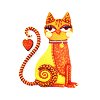 mmouse15: Orange Laurel Burch type cat (Cat with heart on tail)