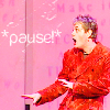 amadi: Comedian Eddie Izzard holds his hands out, saying "pause!" (Pause)