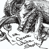 binz: An ink-drawing b&w octopus writes "I am a great white shark" on the ground ([ drawn ] master of disguise)