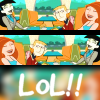 havocthecat: kim possible and shego are loling together. ron is displeased. (kim possible lol)