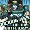 white_aster: Kup from Transformers, text "Kicking Ass, Up-hill, Both Ways" (tf kup kicking ass)
