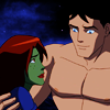 musesfool: M'gann and Superboy (1 foot on the sidewalk 1 foot in the sky)