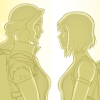 caerbannog: Korra and Asami looking deeply into each other's eyes, original concept art by the creators because i love concept art (KORRASAMI)