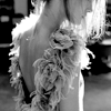 meroure: b&w, profile of girl in ruffled dress (my darling walk away with love)