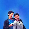 semielliptical: Troy and Abed smiling and wearing the same sweater (community:troy/abed)