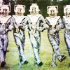 turlough: Cybermen hamming it up, promo pic for the Fourth Doctor adventure 'Revenger of the Cybermen' ((dr who) a chorus line)