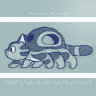 nkyinkyin: A monochromatic graphic of a six-legged kitten that is also a bus. (miyazaki kittenbus)
