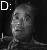 go_dog_go: Yohei from "The Seven Samurai" and a large frowning emoticon (D:)