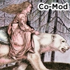 morbane: Picture of girl riding bear with text "Co-Mod" (onceuponfic)