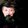 dueltastic: Image: McGonagall looks amused in a tartan hat and mittens. (made of tartan)